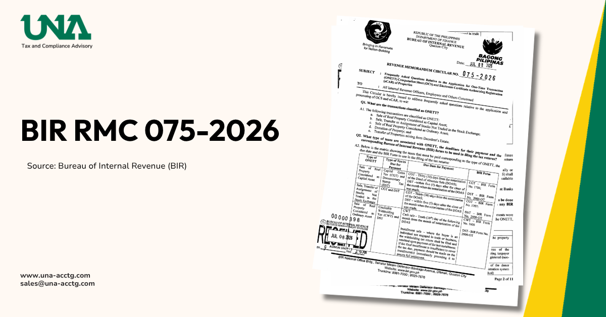 Read more about the article BIR RMC 075-2026: ONETT Tax Deadlines Explained (58 chars) 